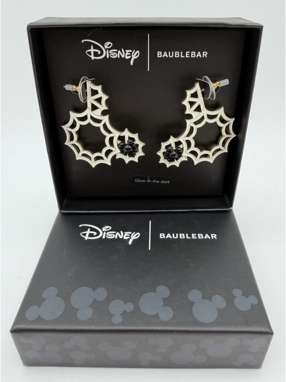 Disney x Baublebar Mickey Mouse Spiderweb Enamel Stud Earrings Halloween Glow